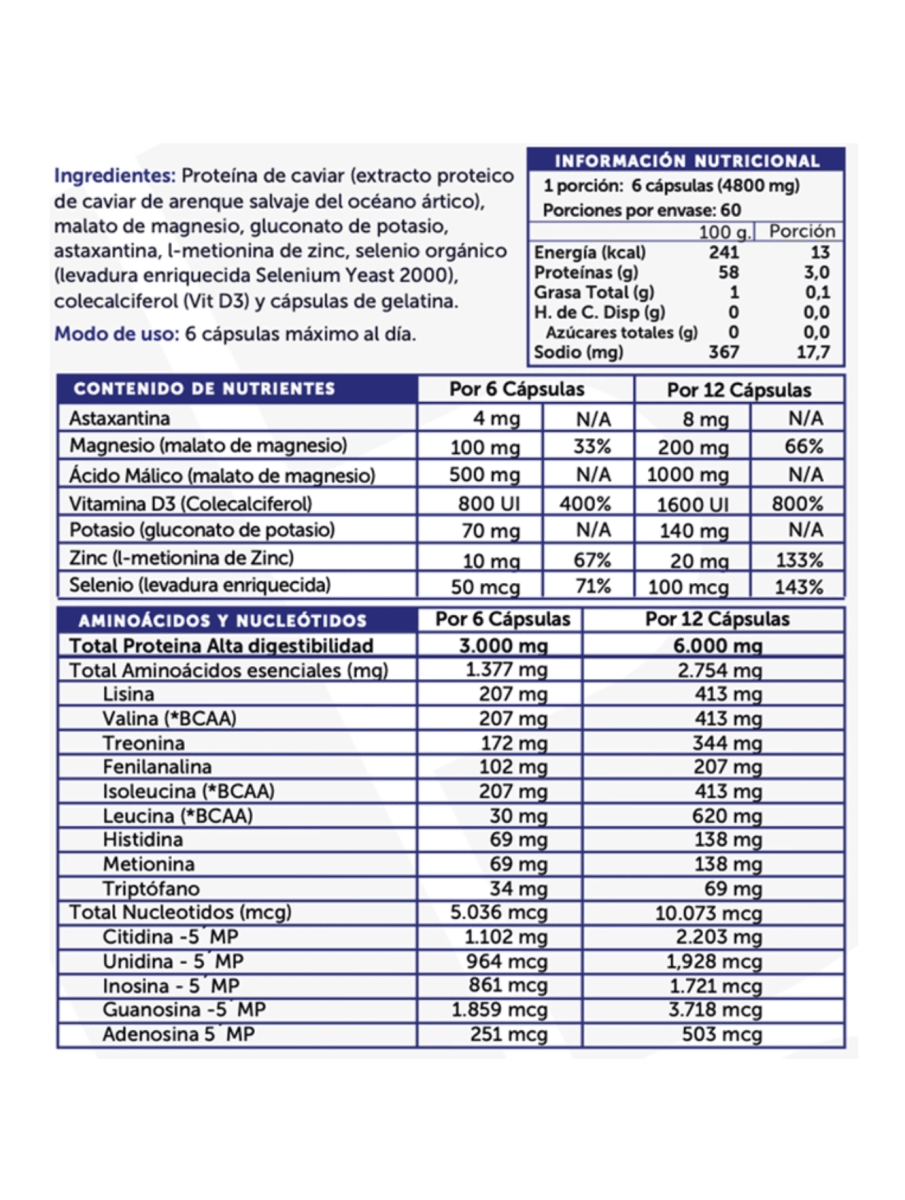 CAVIAR PROTEIN PLUS - 360 Cápsulas - Wellplus2