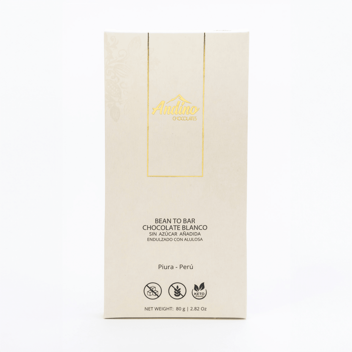 BARRA de CHOCOLATE BLANCO Keto - 33% - Alulosa - 80g - Andino1