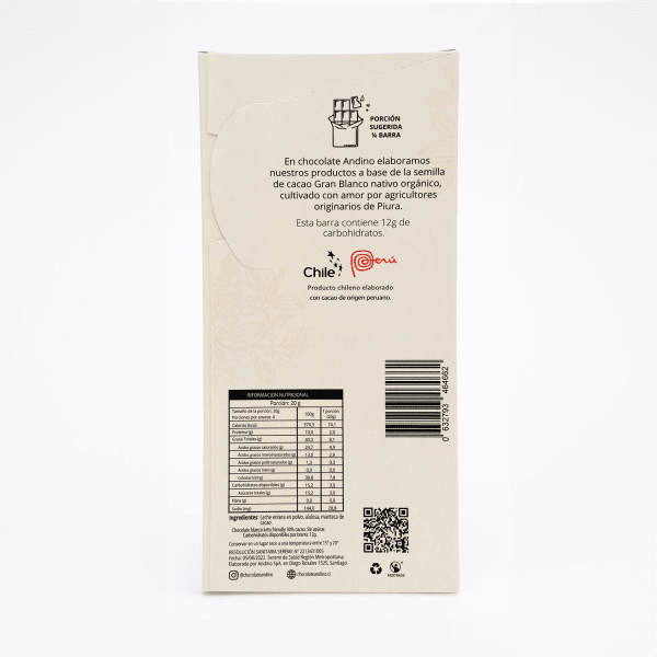 BARRA de CHOCOLATE BLANCO Keto - 33% - Alulosa - 80g - Andino2