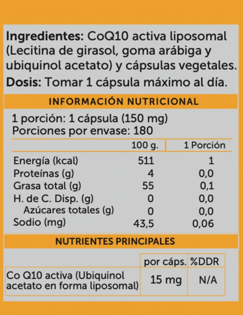 UBIQUINOL CoQ10 ACTIVA- LIPOSOMAL - 180 Cápsulas - Wellplus2