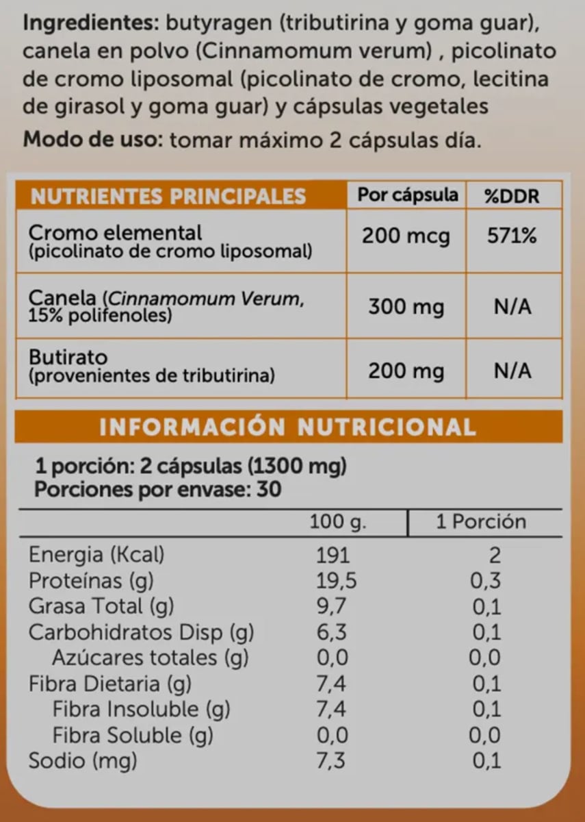 CROMO CANELA BUTIRATO - 60 Cápsulas - WellPlus2