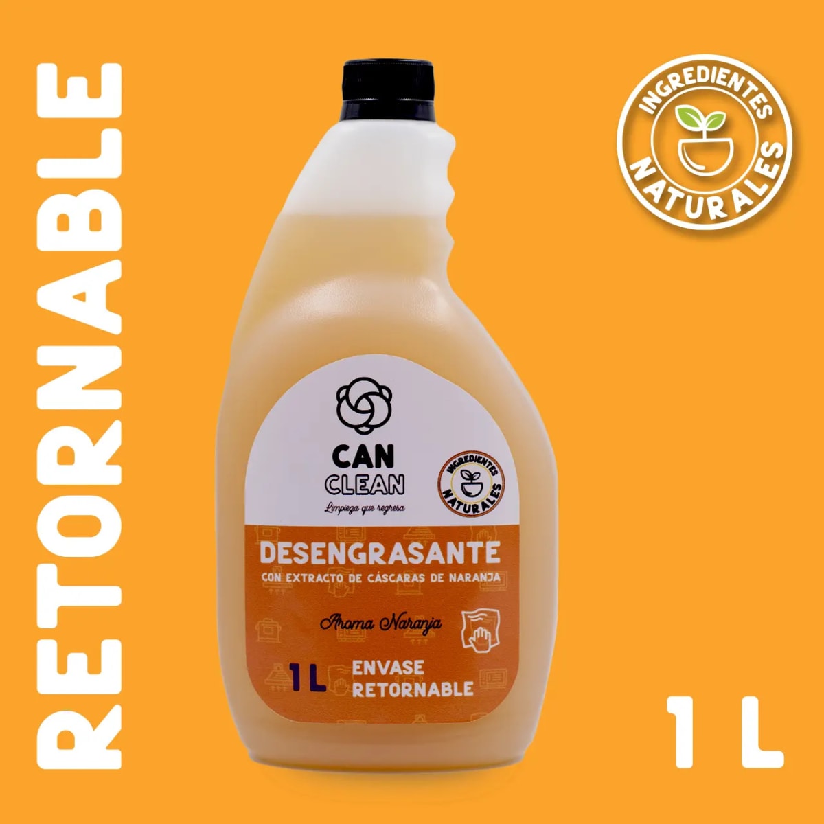 DESENGRASANTE ECOLÓGICO - 1 L - Envase PE Retornable - Can Clean2