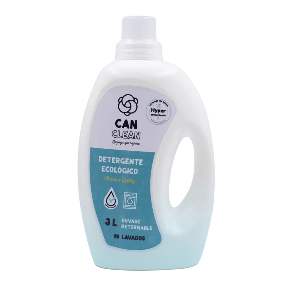 DETERGENTE ECOLÓGICO CONCENTRADO HIPOALERGÉNICO - 3 L - Envase PE Retornable - Can Clean3