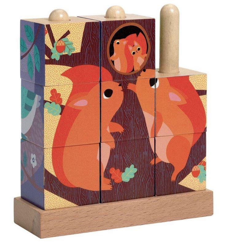 Puzzle Cubos de madera Puzz up Forest 9 piezas - DJECO1