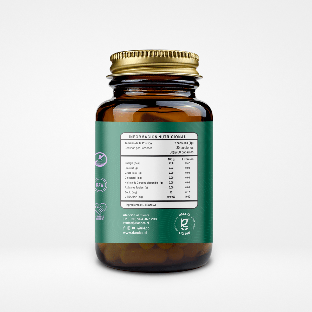 L-THEANINE (L-TEANINA) - 60 caps x 500mg - RI&CO2