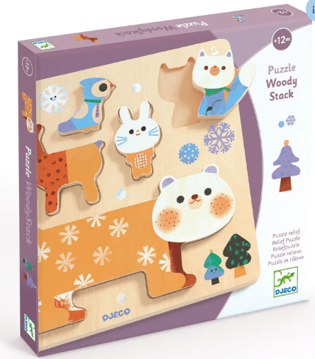 PUZZLE de madera apilable WOODY STACK - 5 piezas - Djeco1