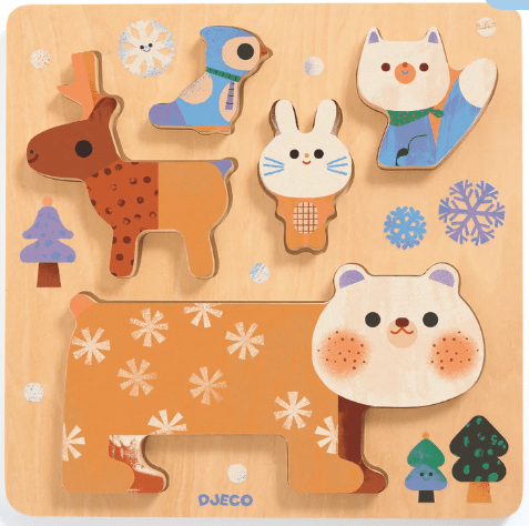 PUZZLE de madera apilable WOODY STACK - 5 piezas - Djeco2