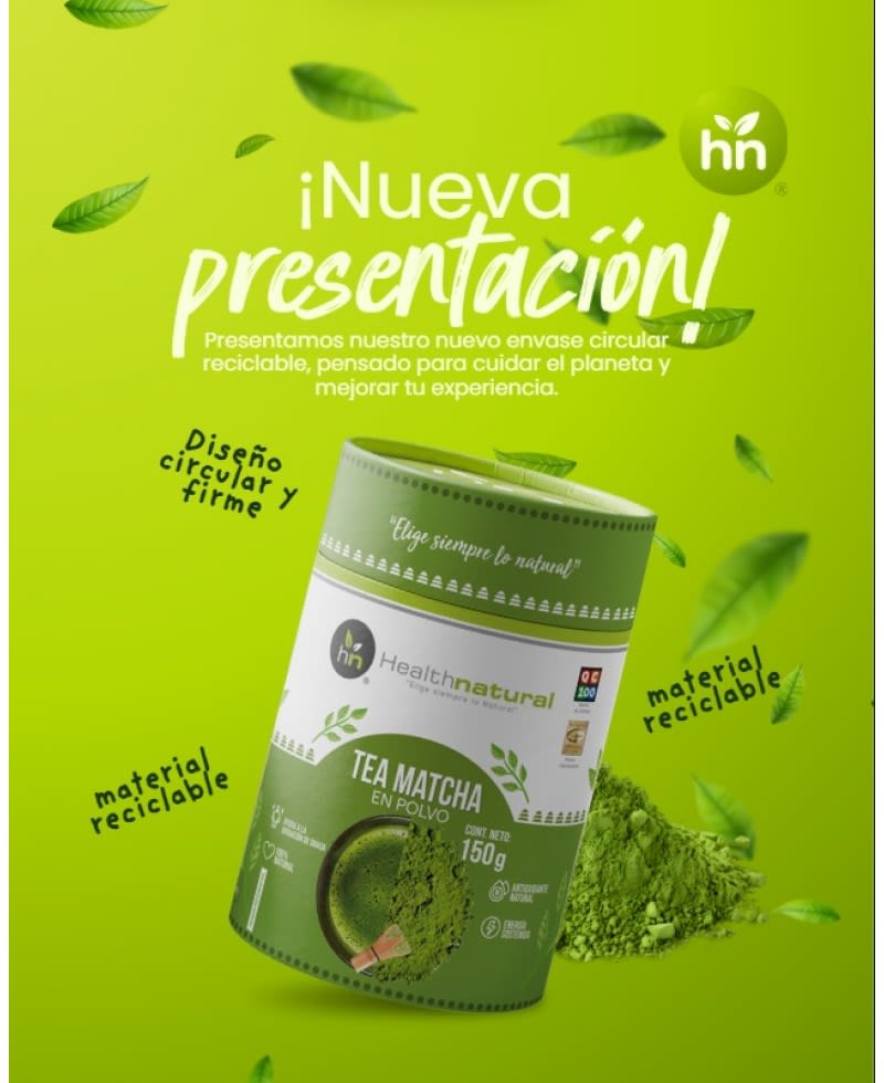 TE MATCHA Envase Cilíndrico - 150g - Health Natural1
