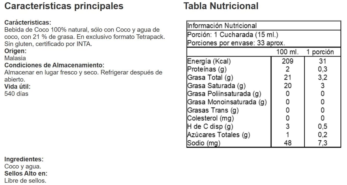 BEBIDA de COCO - 1 LITRO2