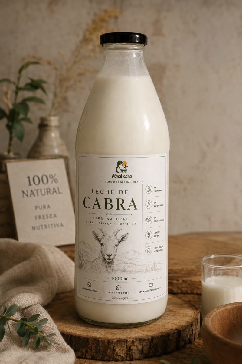 LECHE de CABRA (pasteurizada) - Botella Vidrio - 1 L - Almapacha1