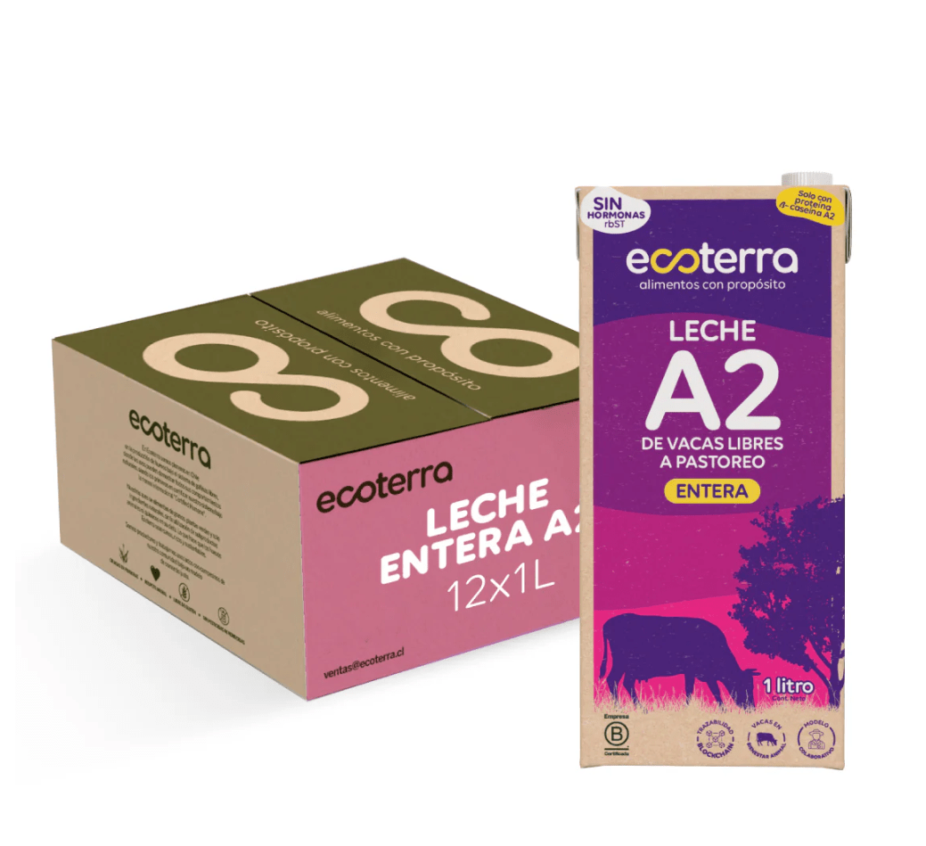 PACK x 12 uu - LECHE de Vaca A2 - 1 L - Ecoterra1