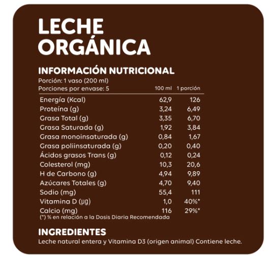 LECHE DE VACA ORGÁNICA- 1 L - Ecoterra2