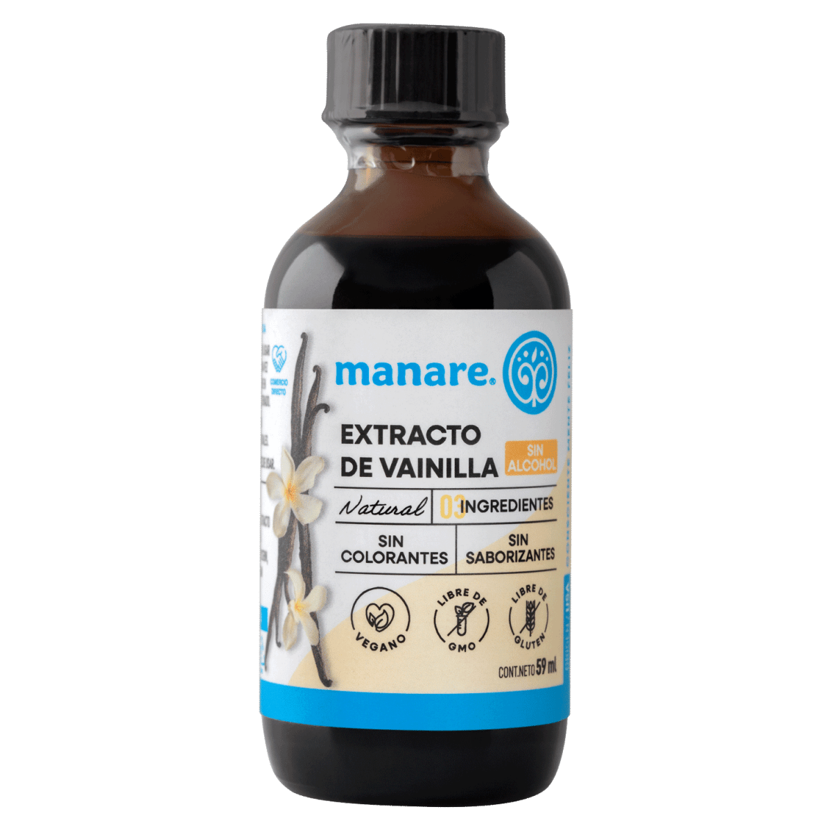 EXTRACTO de VAINILLA NATURAL - 59 mL - SIN ALCOHOL - MANARE1