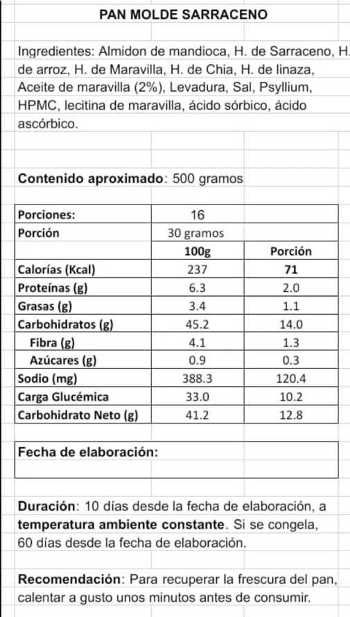 PAN de MOLDE - SARRACENO - SIN GLUTEN - 500g - Vida Natura2