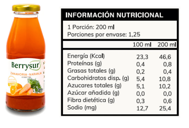 JUGO de ZANAHORIA - NARANJA - 250 mL - Berrysur1