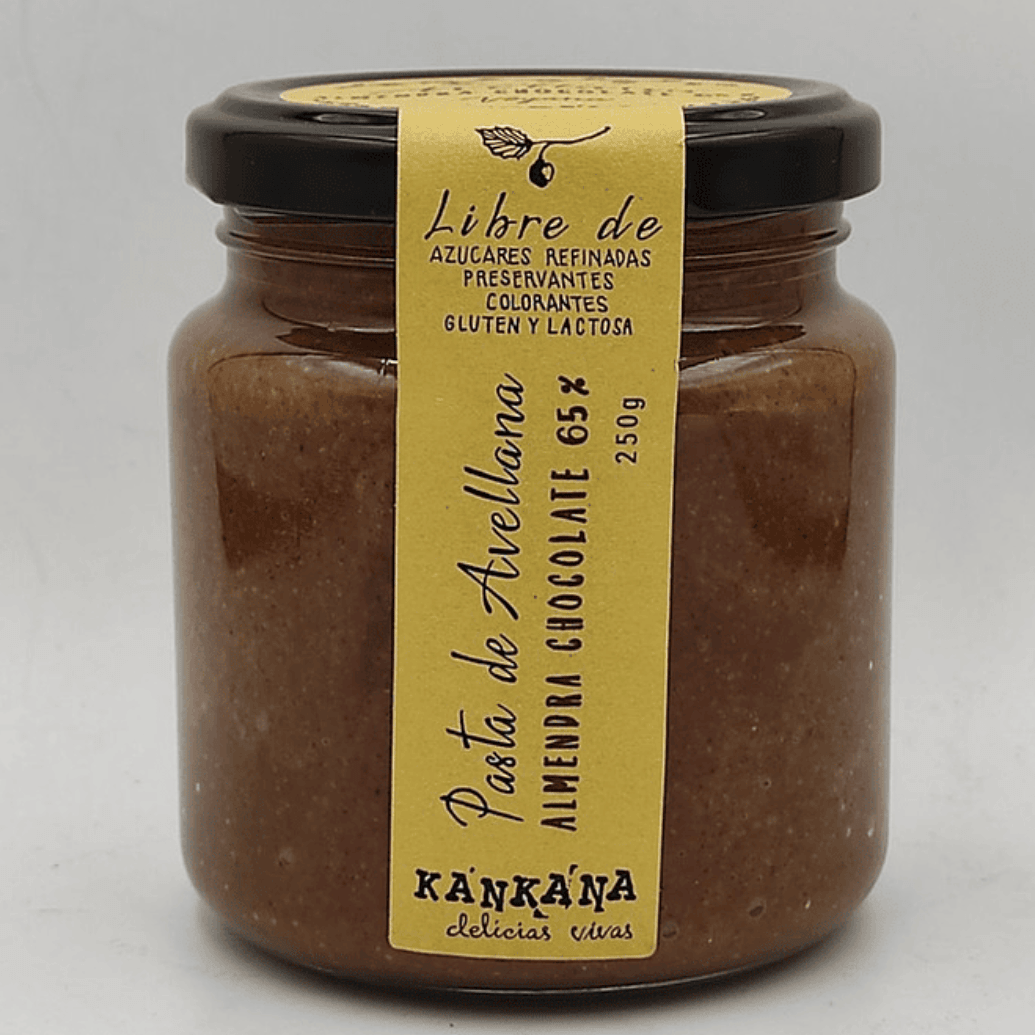 MANTEQUILLA de AVELLANAS, ALMENDRAS Y CACAO - 250g - Delicias Kankana1