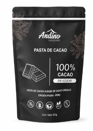 PASTA DE CACAO 100% - CACAO CRIOLLO PERÚ - 500g - Andino1