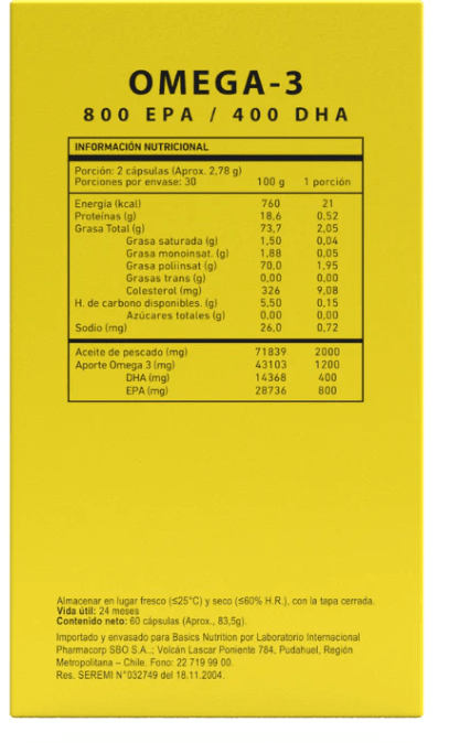 OMEGA-3 - (800 EPA- 400 DHA) - 60 caps - Basics Nutrition3