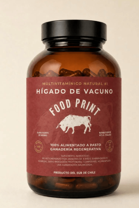 MULTIVITAMINICO 100% HIGADO de VACUNO -180 caps x 500mg - Food Print1