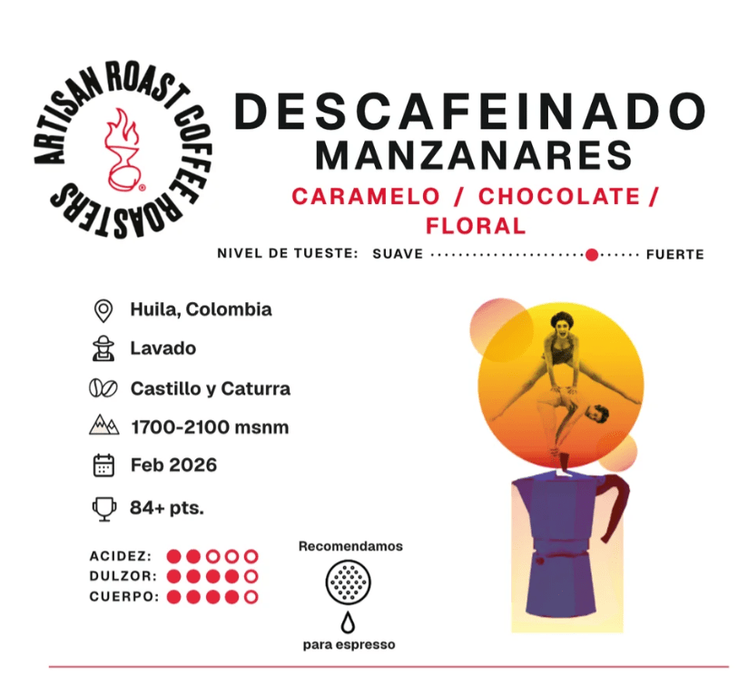 CAFÉ grano DESCAFEINADO (proceso natural) – 1kg – Artisan Roast3