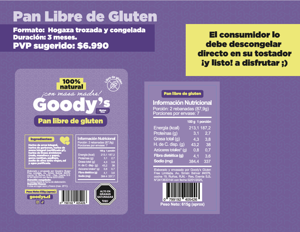 PAN HOGAZA - MASA MADRE - SIN GLUTEN - 615g - Goody´s Gluten Free2