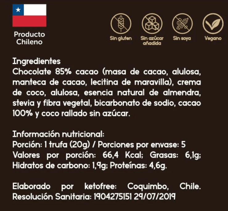 TRUFAS KETO x 5 Unidades - 100gr - Keto Free2