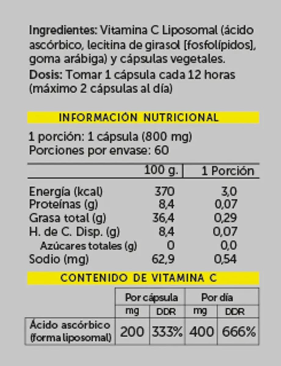 VITAMINA C LIPOSOMAL - 60 Cápsulas - WellPlus2