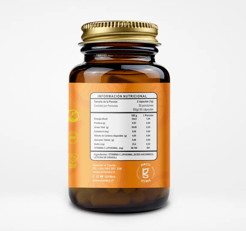 VITAMINA C LIPOSOMAL - 60 caps x 500mg - RI&CO2