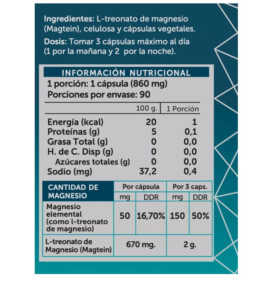 MAGTEIN PURE (MAGNESIO L-TREONATO) - 90 Cápsulas - WellPlus2