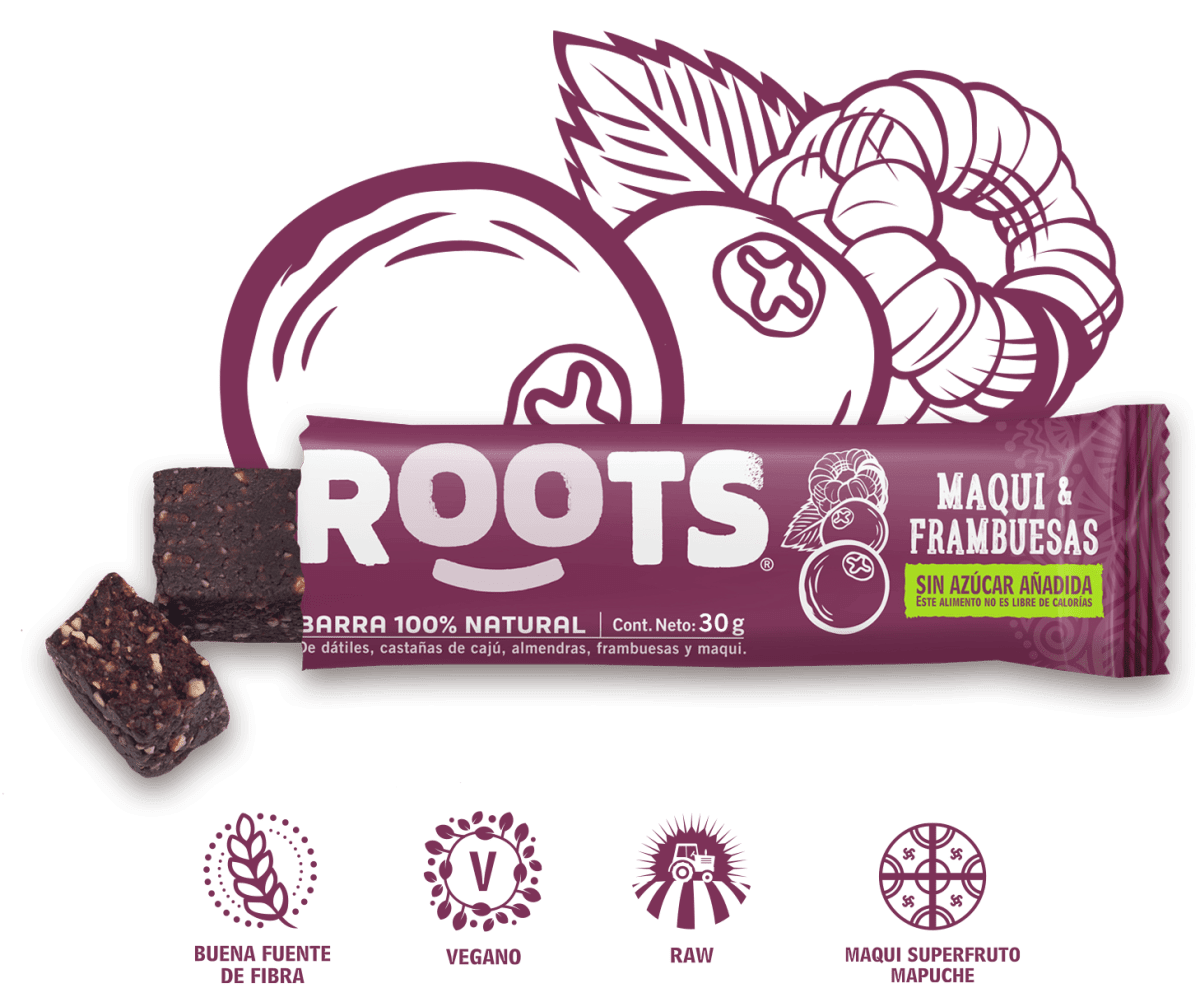 BARRA MAQUI FRAMBUESA 30 gr - ROOTS1