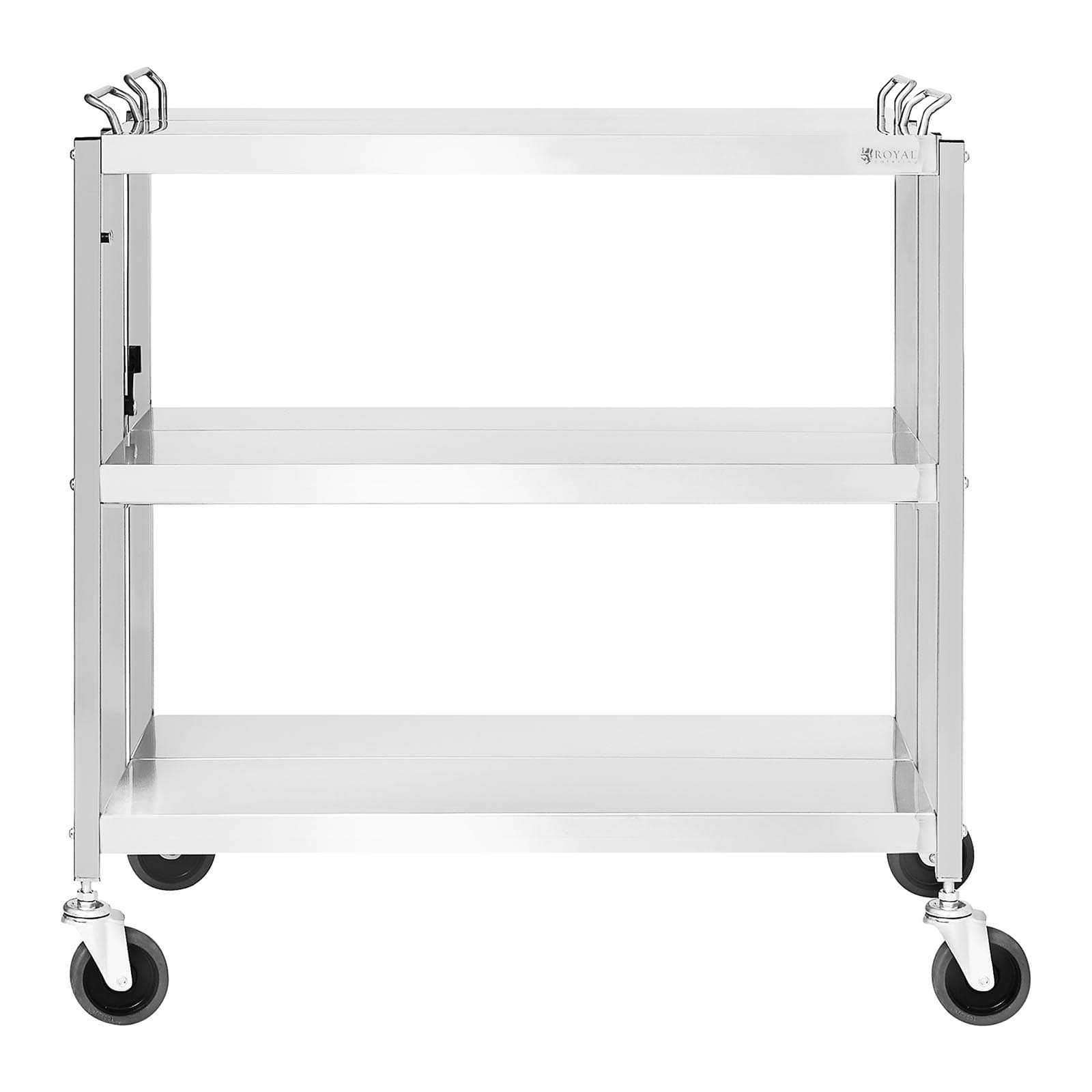Carro De Servicio Taimiko 3 Estantes Acero Inoxidable - 62.5x31.5x80 Cm, 100 Kg Carga, Con Ruedas Y Frenos