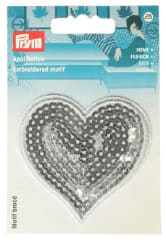 PARCHE TERMOADHESIVO CORAZON LENTEJUELA PLATA