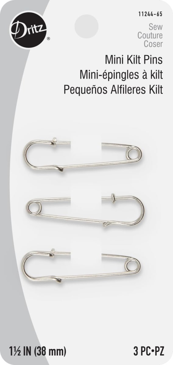 MINI ALFILER GANCHO KILT DRITZ 38MM PLATA (3UN)2