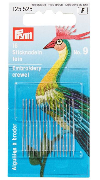 AGUJAS DE BORDAR CREWEL NO. 9 ACERO 0,60 x 35 MM PLAT.1