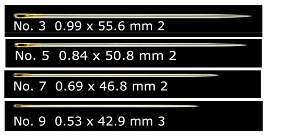 AGUJAS MILLINERS OJO DORADO #3/9 (16UN)2