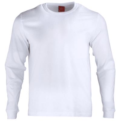 Polera Polo Manga Larga Blanca Hombre
