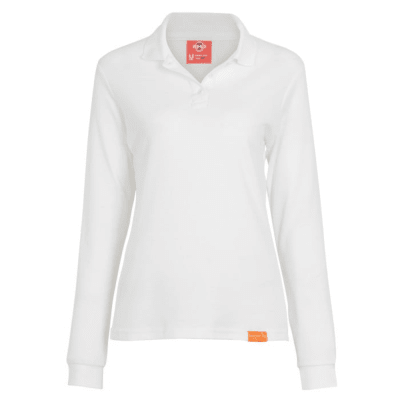 Polera Pique Manga Larga Blanca Mujer