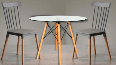 2 SILLAS WINDSOR + MESA VIDRIO