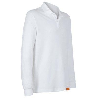 Polera Pique Manga Larga Blanca Hombre