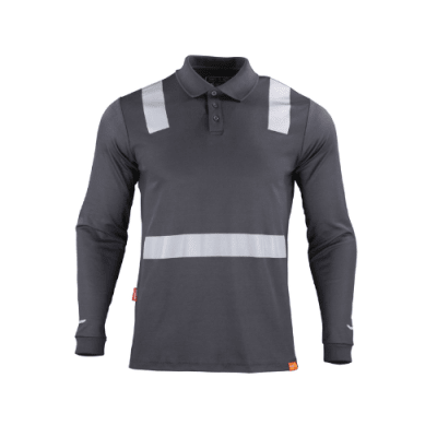 Polera Pique Hibrida con Cinta Reflectiva GRIS1