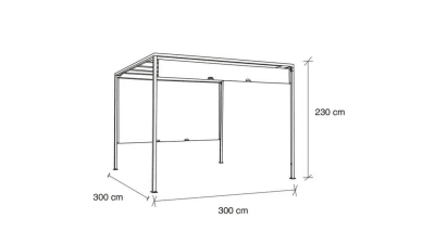 PERGOLA METALICA SQUARE 3 x 3 x 2.3 - ALBANY