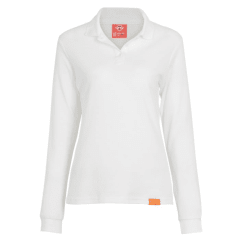 Polera Pique Manga Larga Blanca Mujer