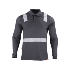 Polera Pique Hibrida con Cinta Reflectiva GRIS