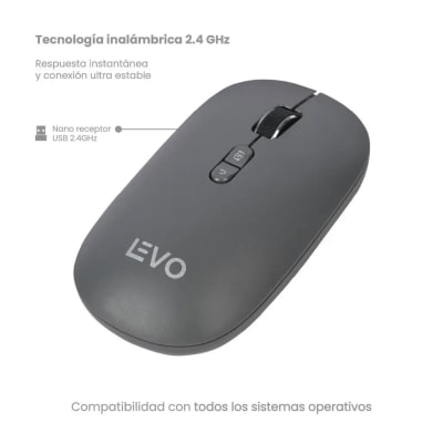 Mouse Inalámbrico Ultra Slim Silencioso Velar Grafito LEVO2
