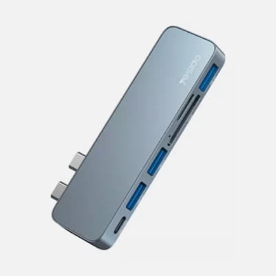 ADAPTADOR YESIDO HB10 6 EN 1 TIPO C TF SD USB DOBLE TIPO C