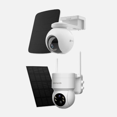 AIWA - CAMARA DE SEGURIDAD EXTERIOR PANEL SOLAR AWCTO43 + Kit Camara De Seguridad 4G 2K Con Panel So