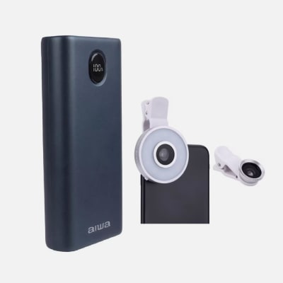 AIWA - POWER BANK PAW-400 + KIT LENTES SMARTPHONE CON LUZ DATACOM DE REGALO1