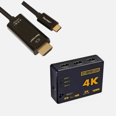 TECMASTER CABLE 1.8 MTS, TYPE-C MACHO A HDMI MACHO 4K, NEGRO TM-100539 + AOWEIXUN SWITCH HDMI 3X1 IN1