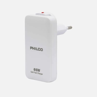 CARG. PARED 65W ULTRA PLANO USB A Y TIPO C QC668 PHILCO1