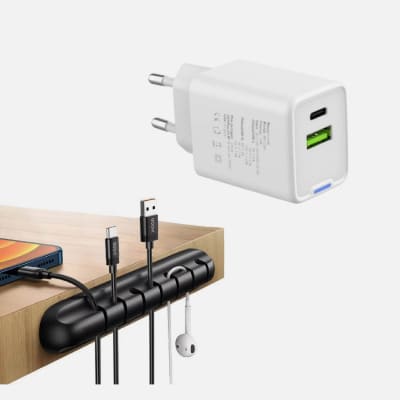 CARGADOR 45W BIRLINK BR10364 + ORGANIZADOR CABLES TECNOLAB TL1491